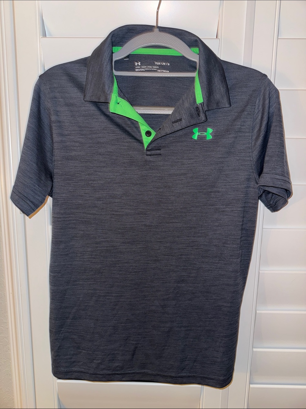 Under Armour Boy’s Dark Gray Polo with Neon Green Accents